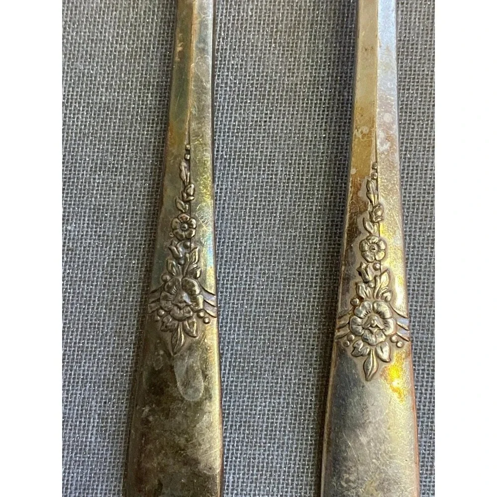 Vintage Forks Tudor Oneida Silverplate Tarnished Flatwear Lot Of 6 Dinner 7